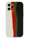 Newface Apple iPhone 12 Pro Max Kılıf Ebruli Lansman Silikon - Beyaz-Siyah