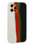 Newface Apple iPhone 12 Pro Max Kılıf Ebruli Lansman Silikon - Beyaz-Siyah