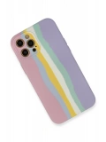 Newface Apple iPhone 12 Pro Max Kılıf Ebruli Lansman Silikon - Pembe-Lila