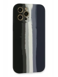 Newface Apple iPhone 12 Pro Max Kılıf Ebruli Lansman Silikon - Siyah-Lacivert
