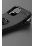 Newface Apple iPhone 12 Pro Max Kılıf Range Yüzüklü Silikon - Siyah-Kırmızı