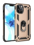 Newface Apple iPhone 12 Pro Max Kılıf Sofya Yüzüklü Silikon Kapak - Gold