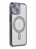 Newface Apple iPhone 13 Kılıf Joke Simli Magneticsafe Kılıf - Derin Mor