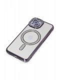 Newface Apple iPhone 13 Kılıf Joke Simli Magneticsafe Kılıf - Derin Mor