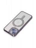 Newface Apple iPhone 13 Kılıf Joke Simli Magneticsafe Kılıf - Derin Mor