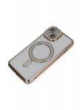 Newface Apple iPhone 13 Kılıf Joke Simli Magneticsafe Kılıf - Gold