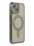 Newface Apple iPhone 13 Kılıf Joke Simli Magneticsafe Kılıf - Gri