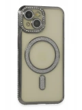 Newface Apple iPhone 13 Kılıf Joke Simli Magneticsafe Kılıf - Gri