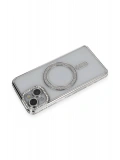 Newface Apple iPhone 13 Kılıf Joke Simli Magneticsafe Kılıf - Gümüş