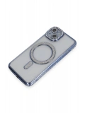 Newface Apple iPhone 13 Kılıf Joke Simli Magneticsafe Kılıf - Mavi