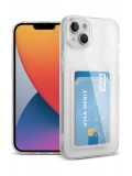 Newface Apple iPhone 13 Kılıf Kart Şeffaf Silikon - Şeffaf
