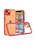 Newface Apple iPhone 13 Mini Kılıf Miami Şeffaf Silikon - Kırmızı