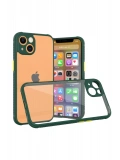 Newface Apple iPhone 13 Mini Kılıf Miami Şeffaf Silikon - Koyu Yeşil