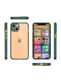 Newface Apple iPhone 13 Mini Kılıf Miami Şeffaf Silikon - Koyu Yeşil