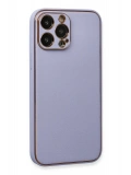 Newface Apple iPhone 13 Pro Kılıf Coco Deri Silikon Kapak - Açık Lila