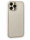 Newface Apple iPhone 13 Pro Kılıf Coco Deri Silikon Kapak - Beyaz