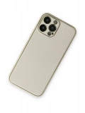 Newface Apple iPhone 13 Pro Kılıf Coco Deri Silikon Kapak - Beyaz