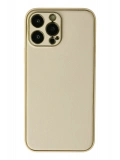 Newface Apple iPhone 13 Pro Kılıf Coco Deri Silikon Kapak - Gold