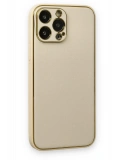 Newface Apple iPhone 13 Pro Kılıf Coco Deri Silikon Kapak - Gold