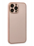 Newface Apple iPhone 13 Pro Kılıf Coco Deri Silikon Kapak - Pembe