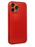Newface Apple iPhone 13 Pro Kılıf Coco Karbon Silikon - Kırmızı