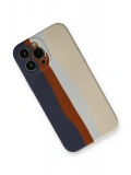 Newface Apple iPhone 13 Pro Kılıf Ebruli Lansman Silikon - Lacivert-Krem