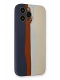 Newface Apple iPhone 13 Pro Kılıf Ebruli Lansman Silikon - Lacivert-Krem