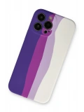 Newface Apple iPhone 13 Pro Kılıf Ebruli Lansman Silikon - Mor-Beyaz