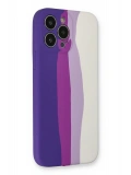 Newface Apple iPhone 13 Pro Kılıf Ebruli Lansman Silikon - Mor-Beyaz