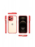 Newface Apple iPhone 13 Pro Kılıf Miami Şeffaf Silikon - Kırmızı