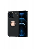 Newface Apple iPhone 13 Pro Kılıf Range Yüzüklü Silikon - Siyah-Gold