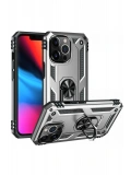 Newface Apple iPhone 13 Pro Kılıf Sofya Yüzüklü Silikon Kapak - Gümüş