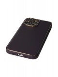 Newface Apple iPhone 13 Pro Max Kılıf Coco Deri Silikon Kapak - Derin Mor