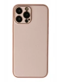 Newface Apple iPhone 13 Pro Max Kılıf Coco Deri Silikon Kapak - Pudra