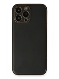 Newface Apple iPhone 13 Pro Max Kılıf Coco Deri Silikon Kapak - Siyah