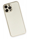 Newface Apple iPhone 13 Pro Max Kılıf Coco Karbon Silikon - Beyaz