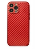 Newface Apple iPhone 13 Pro Max Kılıf Coco Karbon Silikon - Kırmızı