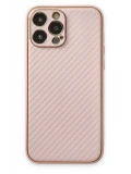 Newface Apple iPhone 13 Pro Max Kılıf Coco Karbon Silikon - Pembe