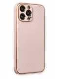 Newface Apple iPhone 13 Pro Max Kılıf Coco Karbon Silikon - Pembe