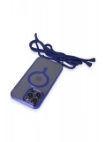 Newface Apple iPhone 13 Pro Max Kılıf Divo Lazer Askılı Magsafe Kapak - Mavi