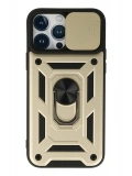Newface Apple iPhone 13 Pro Max Kılıf Pars Lens Yüzüklü Silikon - Gold