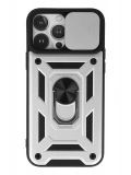 Newface Apple iPhone 13 Pro Max Kılıf Pars Lens Yüzüklü Silikon - Gümüş