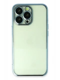 Newface Apple iPhone 13 Pro Max Kılıf Razer Lensli Silikon - Açık Mavi