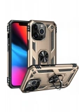 Newface Apple iPhone 13 Pro Max Kılıf Sofya Yüzüklü Silikon Kapak - Gold