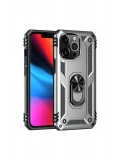 Newface Apple iPhone 13 Pro Max Kılıf Sofya Yüzüklü Silikon Kapak - Gümüş