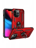 Newface Apple iPhone 13 Pro Max Kılıf Sofya Yüzüklü Silikon Kapak - Kırmızı