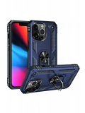 Newface Apple iPhone 13 Pro Max Kılıf Sofya Yüzüklü Silikon Kapak - Lacivert