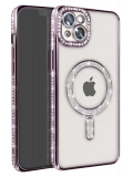 Newface Apple iPhone 14 Kılıf Joke Simli Magneticsafe Kılıf - Pembe