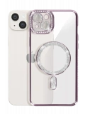 Newface Apple iPhone 14 Kılıf Joke Simli Magneticsafe Kılıf - Pembe