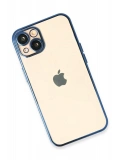 Newface Apple iPhone 14 Kılıf Razer Lensli Silikon - Açık Mavi